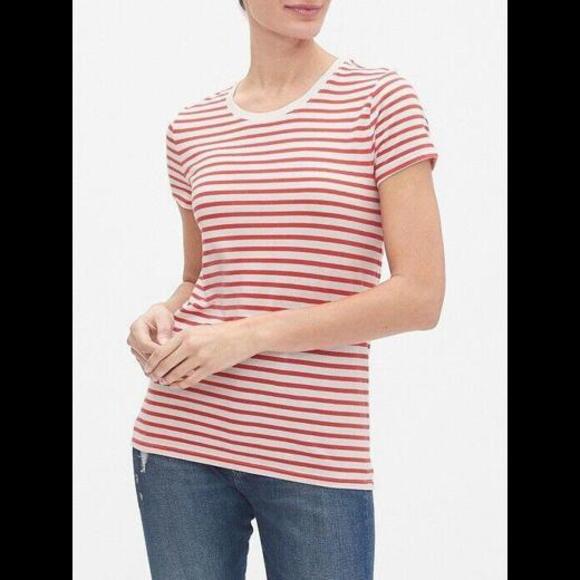 GAP Favorite Striped Short Sleeve Tee T-shirt Red‎ and White Women’s Small - Picture 1 of 5